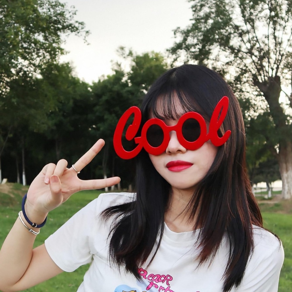 Novelty Red 'Cool' Round Sunglasses